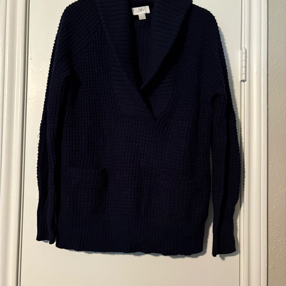 LOFT Navy Blue Cowl Neck Sweater